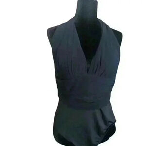 MagicSuit Womens Black Halter Padded Slimming Swimsuit L